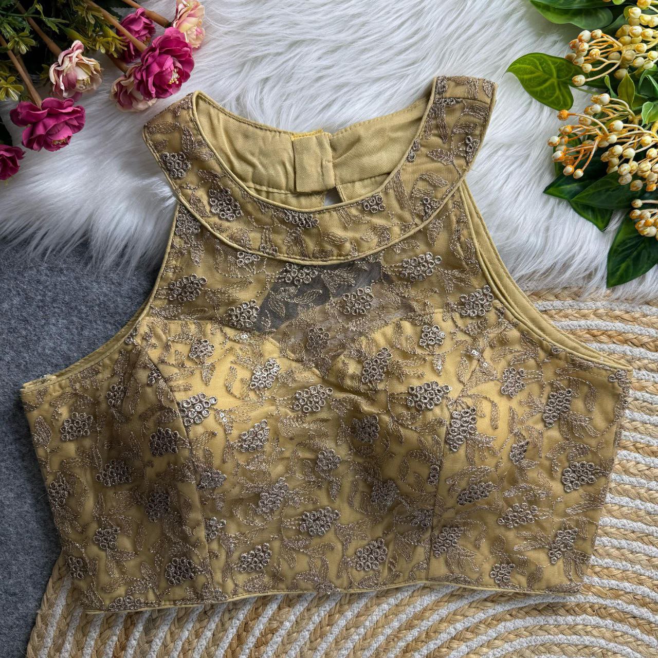 High Neck Designer Net Blouse
